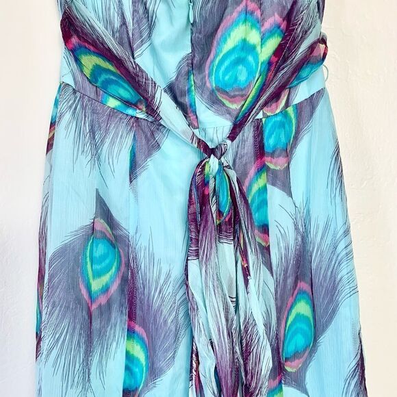 NWT Nanette Lepore Peacock Shirred Strapless Dress Size 2 - Picture 4 of 8